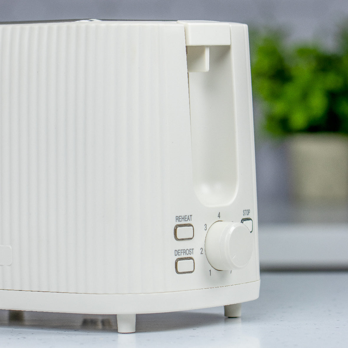 2 Slice Toaster - White Grooved Design