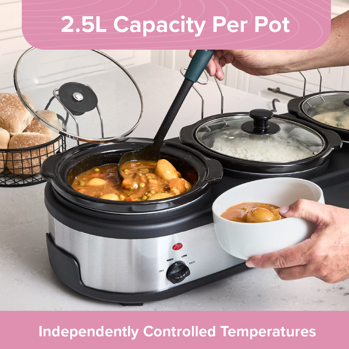 3 Pot Slow Cooker & Buffet Server