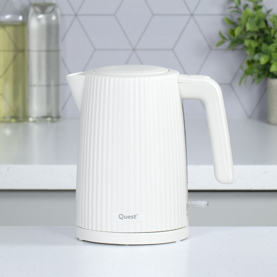 1.5L Kettle and Toaster Set - White Grooved Design