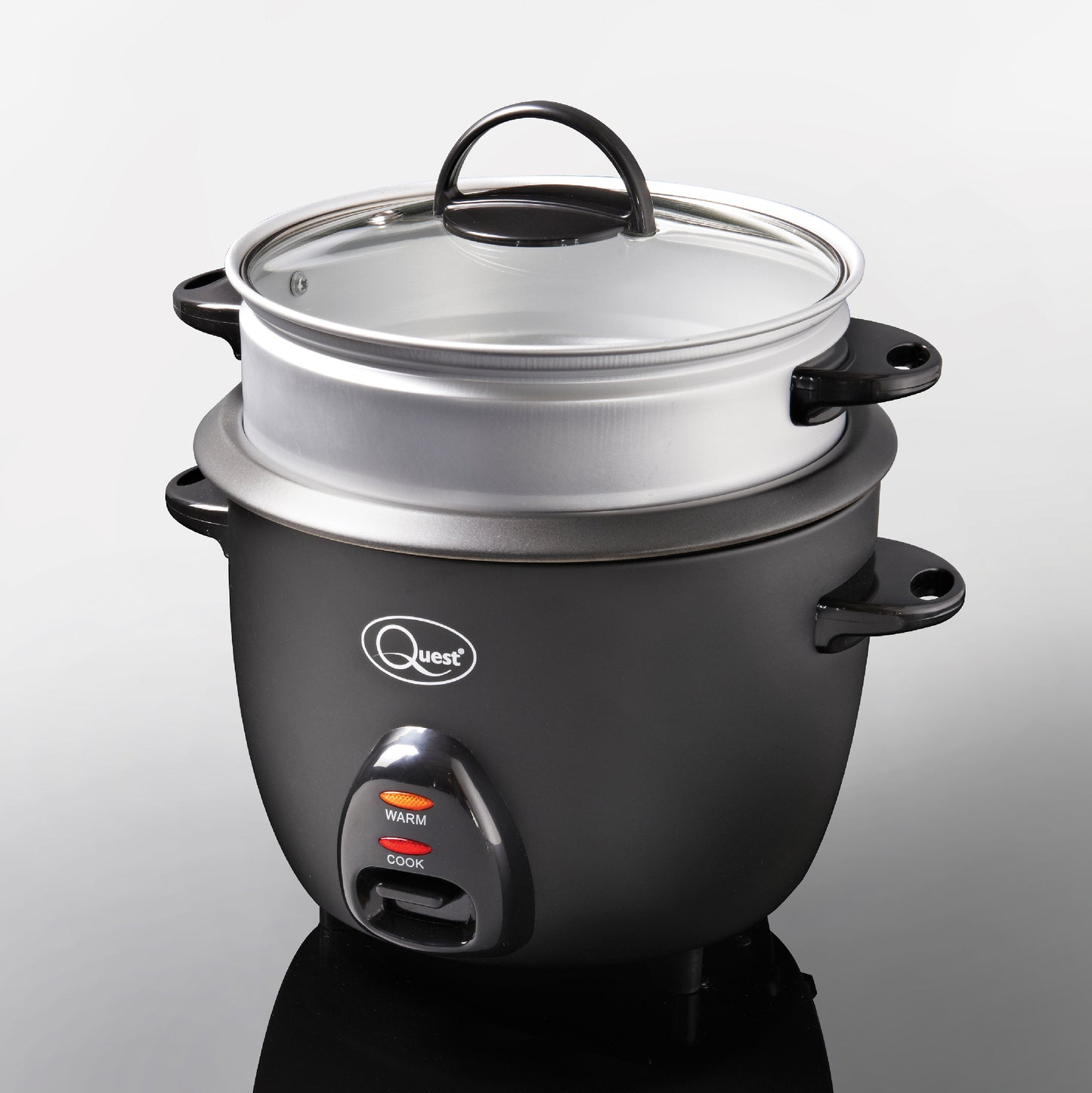 1.5L Rice Cooker with Steamer Attachment - Black