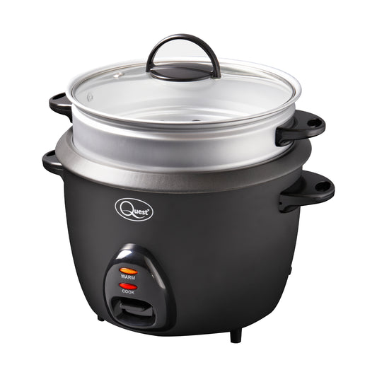 1.5L Rice Cooker with Steamer Attachment - Black