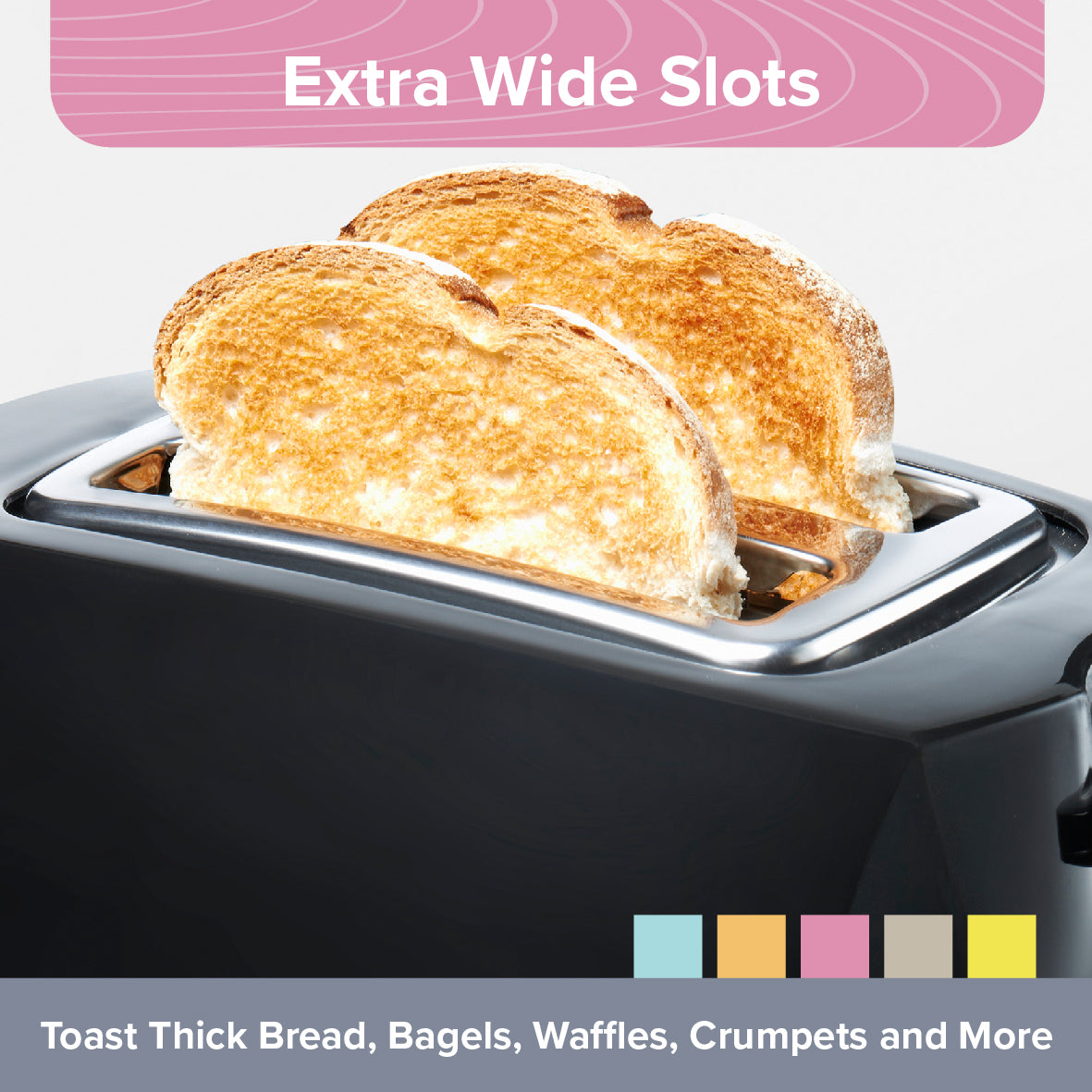 2 Slice Wide Slot Toaster - Black