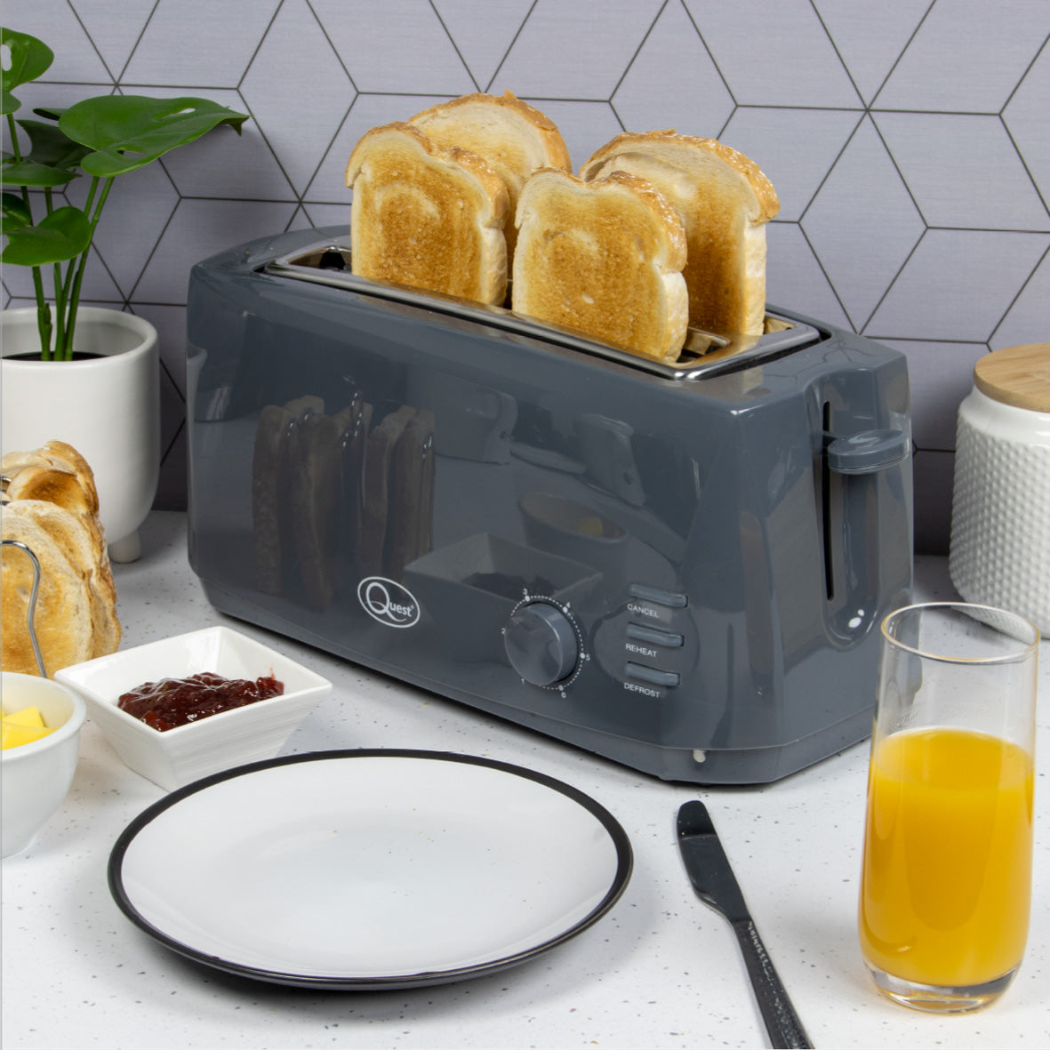 4 Slice Toaster - Grey