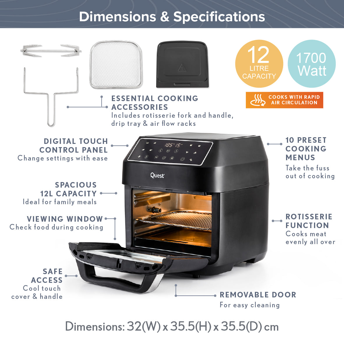 12L Digital Air Fryer with Rotisserie