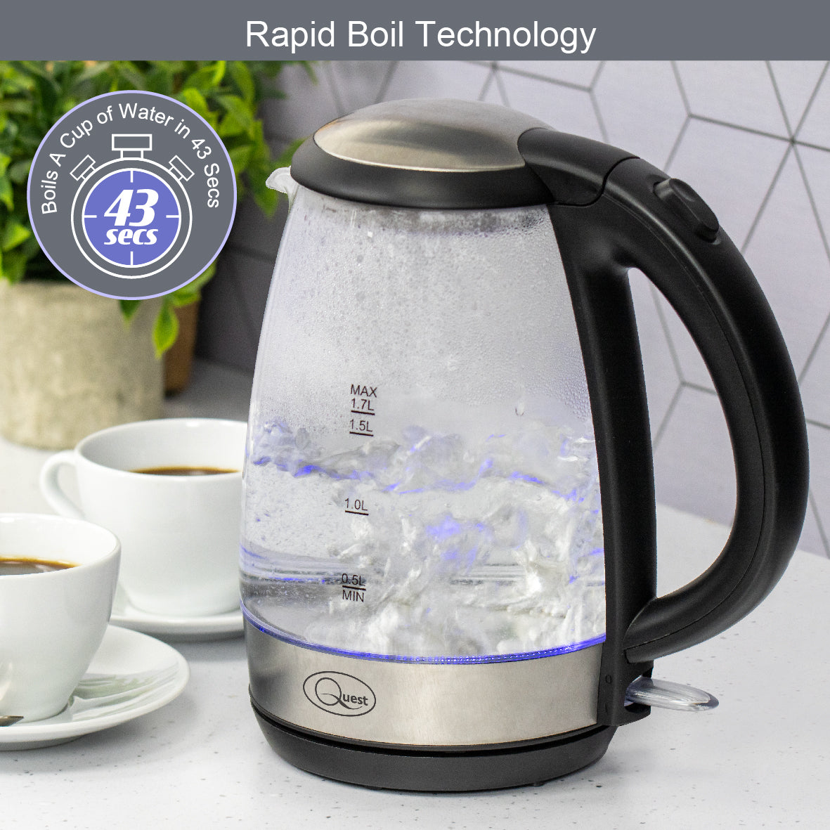 1.7L Fast Boil Glass Kettle