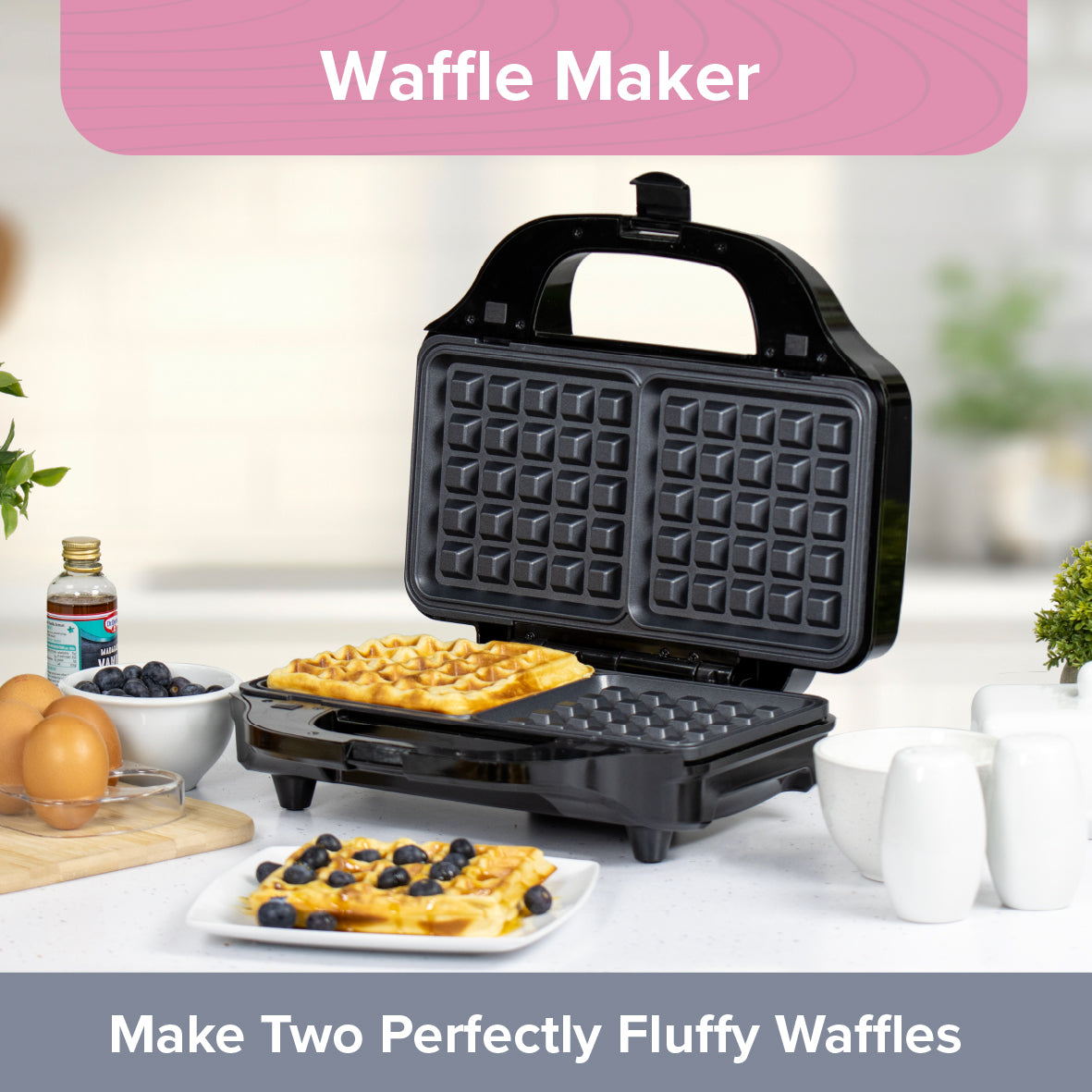 3-in-1 Waffle Maker, Sandwich Toaster & Panini Press