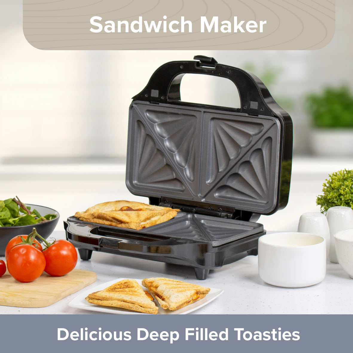 3-in-1 Waffle Maker, Sandwich Toaster & Panini Press