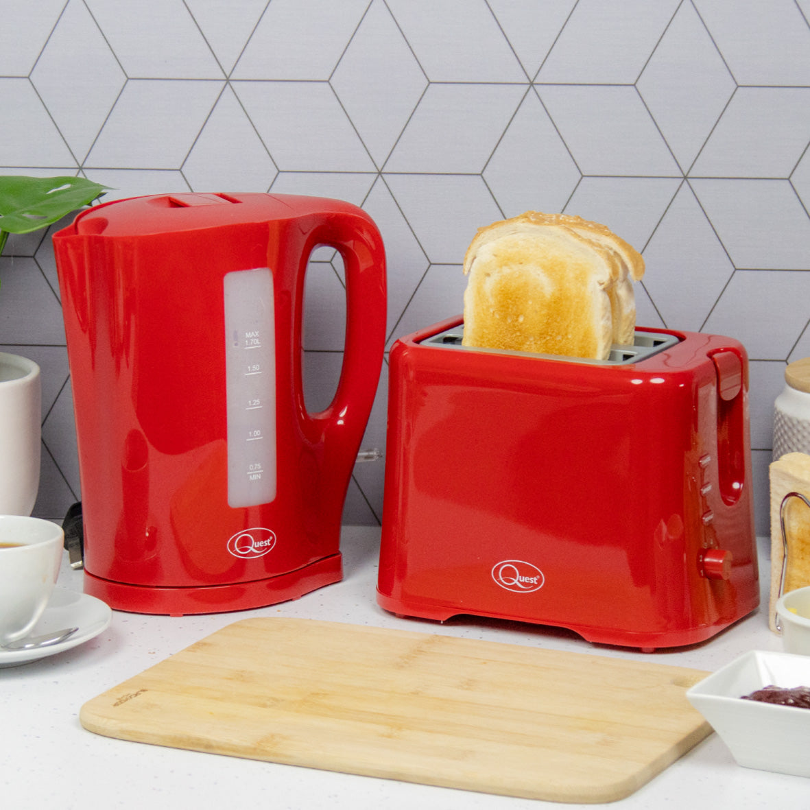 1.7L Kettle and Toaster Set - Red