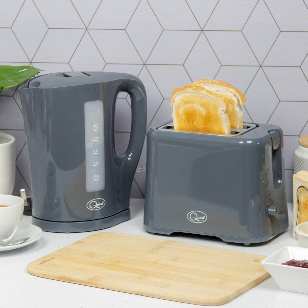 1.7L Kettle and Toaster Set - Grey