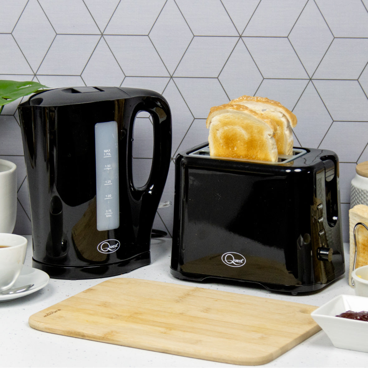 1.7L Kettle and Toaster Set - Black