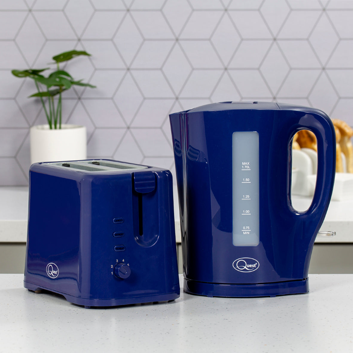 1.7L Kettle and Toaster Set - Navy Blue