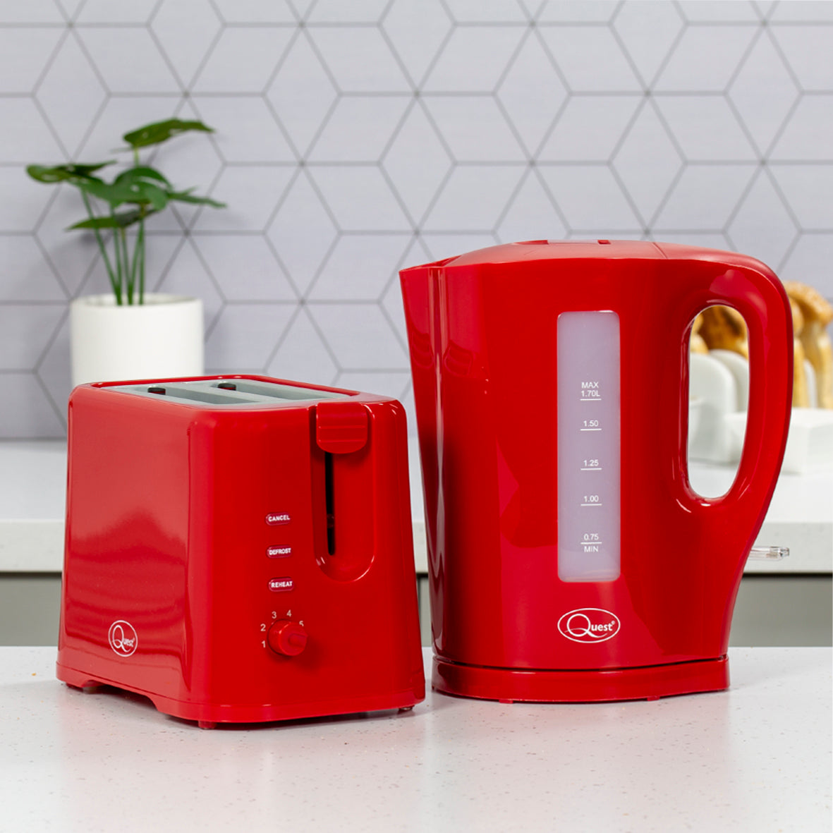 1.7L Kettle and Toaster Set - Red