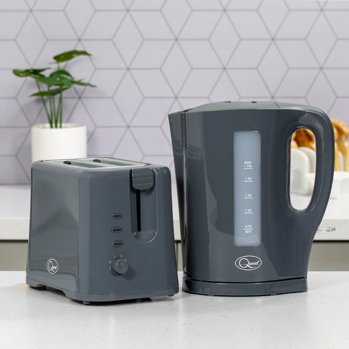 1.7L Kettle and Toaster Set - Grey